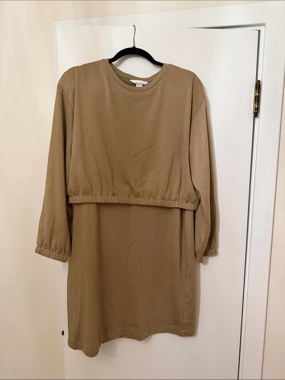 H&M Tan Long-Sleeve Sweatshirt Dress